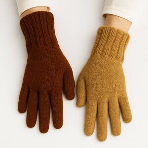 COPY - Alpaca Gloves Reversible tan and brown womens